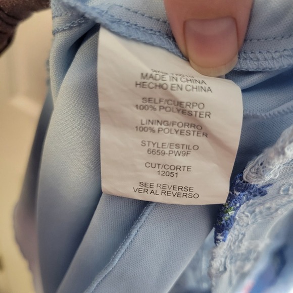 City Studio Fit and Flare Dress-Blue floral-Juniors 15 - Picture 6 of 7